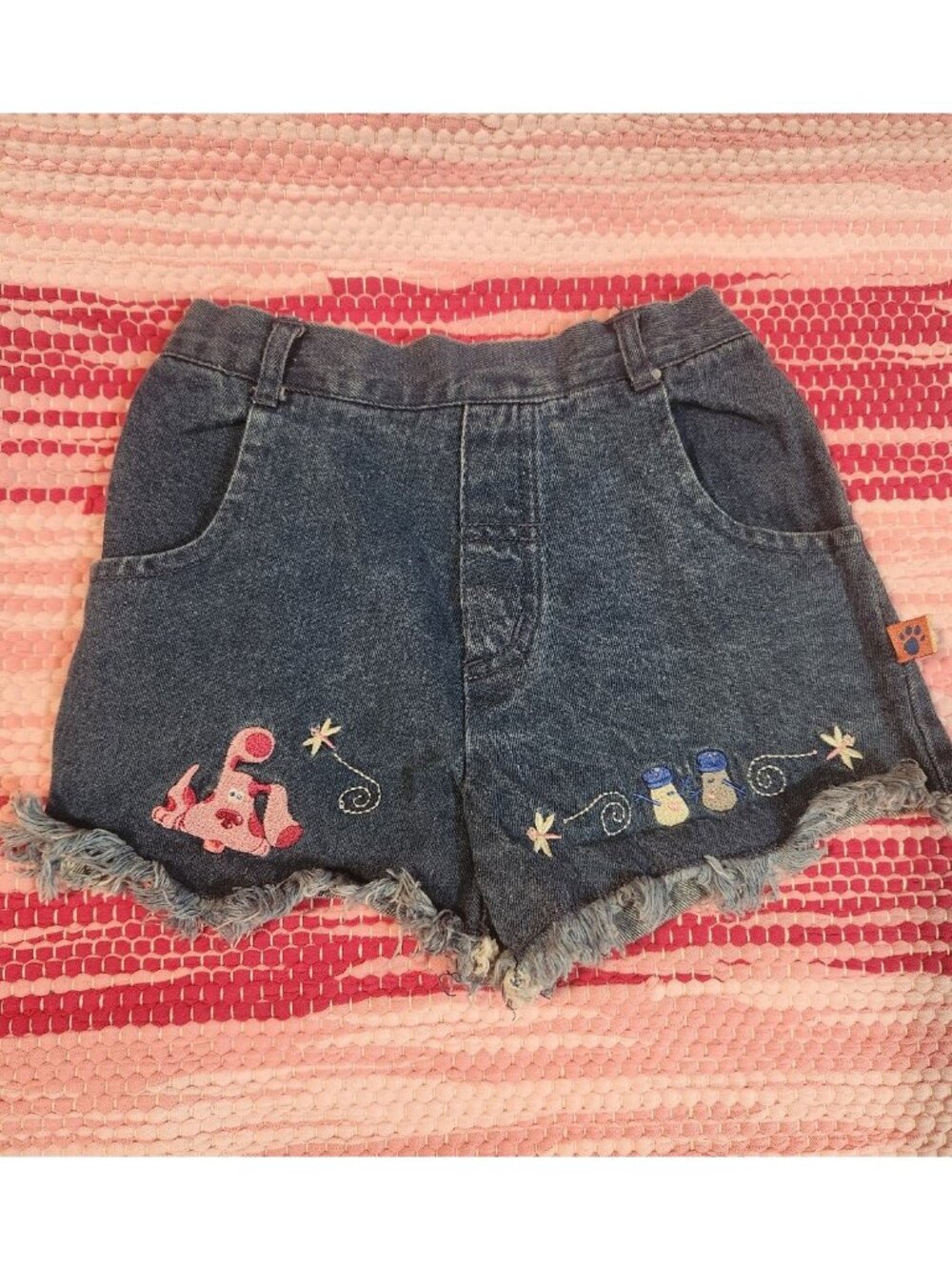 Blues Clues Girls Denim Shorts Vintage Y2K Nick Jr Embroidered 3T